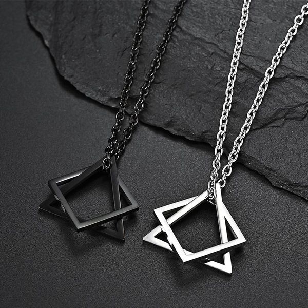 simple pendant necklace for men women stainless steel geometric interlocking chain choker male fashion jewelry necklaces, Silver
simple pendant necklace for men women stainless steel geometric interlocking chain choker male fashion jewelry necklaces, Silver