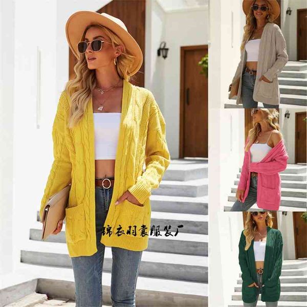 autumn and winter 2021 new large cardigan sweater twist knitted coat women's wear, White;black
autumn and winter 2021 new large cardigan sweater twist knitted coat women's wear, White;black