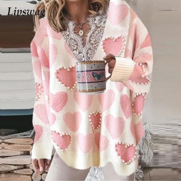 women's sweaters elegant patchwork lace v-neck pullover women 2021 autumn winter fashion long sleeve for female casual streetwear, White;black
women's sweaters elegant patchwork lace v-neck pullover women 2021 autumn winter fashion long sleeve for female casual streetwear, White;black