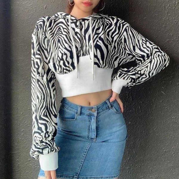 women's t-shirt fashion women zebra patchwork sweatshirt long puff sleeve short cropped hooded hoodie stree ev6f, White
women's t-shirt fashion women zebra patchwork sweatshirt long puff sleeve short cropped hooded hoodie stree ev6f, White
