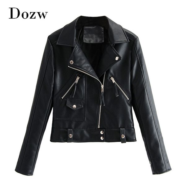 chic solid pu leather jacket women long sleeve streetwear short lady lapel neck stylish office wear coat outerwear 210515, Black
chic solid pu leather jacket women long sleeve streetwear short lady lapel neck stylish office wear coat outerwear 210515, Black