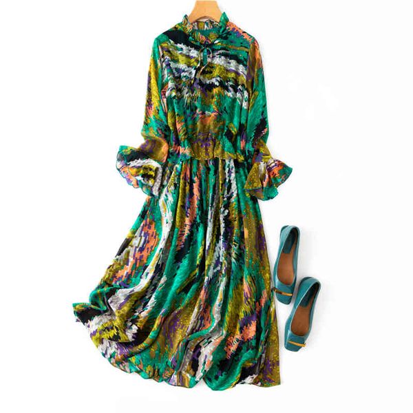 dress women's 100% pure silk 2-layers green print ruffles neck long sleeve maxi dress mm057, Black;gray
dress women's 100% pure silk 2-layers green print ruffles neck long sleeve maxi dress mm057, Black;gray
