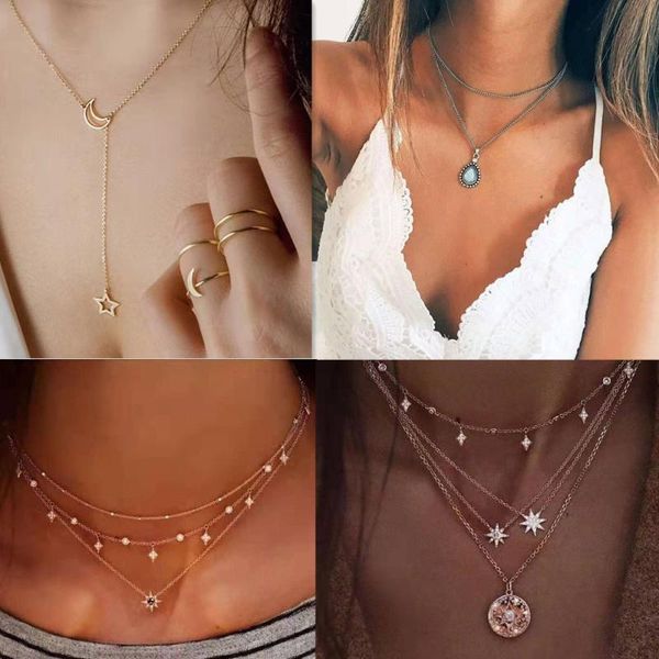 pendant necklaces 2021 fashion jewelry necklace combination star moon sun handmade women accessories gifts, Silver
pendant necklaces 2021 fashion jewelry necklace combination star moon sun handmade women accessories gifts, Silver