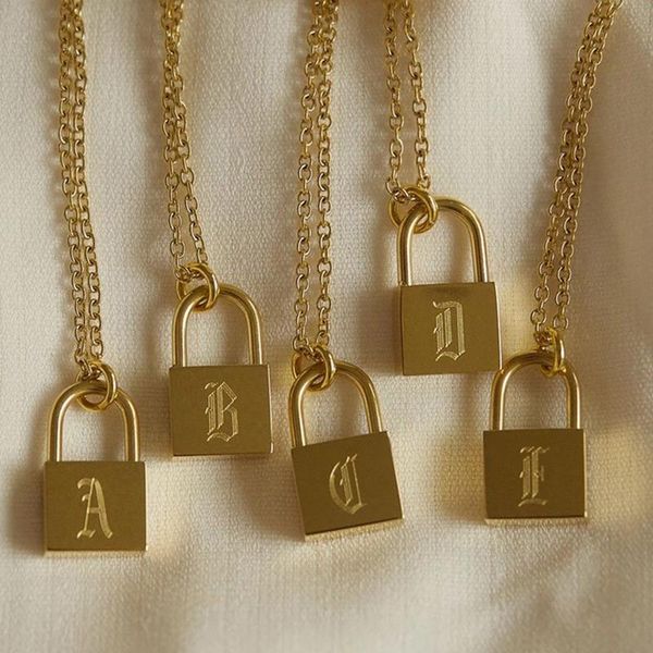 pendant necklaces 100% stainless steel padlock alphabet necklace for women gold/silver color metal lock letter choker wholesale 5pcs
pendant necklaces 100% stainless steel padlock alphabet necklace for women gold/silver color metal lock letter choker wholesale 5pcs