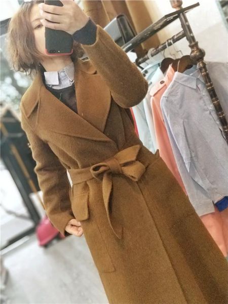 women's wool & blends women alpaca coat 2021 autumn winter thick woolen outerwear arrival handmade belt elegant outwear, Black
women's wool & blends women alpaca coat 2021 autumn winter thick woolen outerwear arrival handmade belt elegant outwear, Black