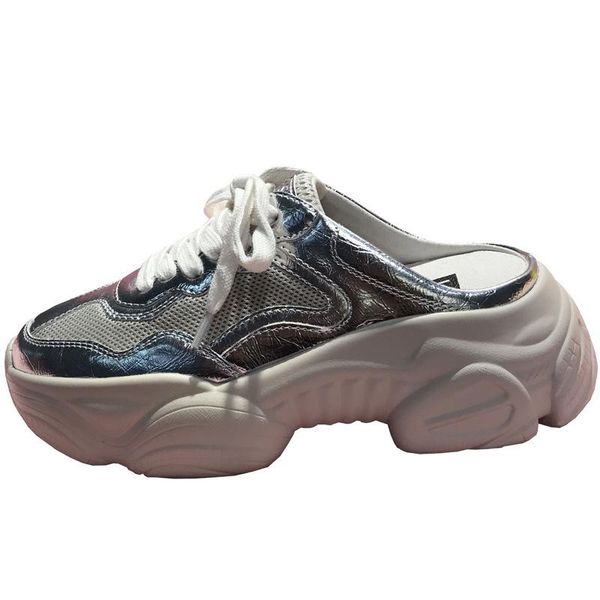 slippers silver pink patent leather genuine lace up women lady girl 5cm platform comfortable outside street slipper, Black
slippers silver pink patent leather genuine lace up women lady girl 5cm platform comfortable outside street slipper, Black