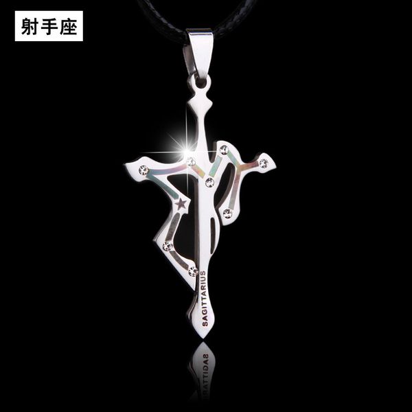 12 constellations 316l titanium steel cross letter necklace classic sagittarius stainless pendant for men, Silver
12 constellations 316l titanium steel cross letter necklace classic sagittarius stainless pendant for men, Silver