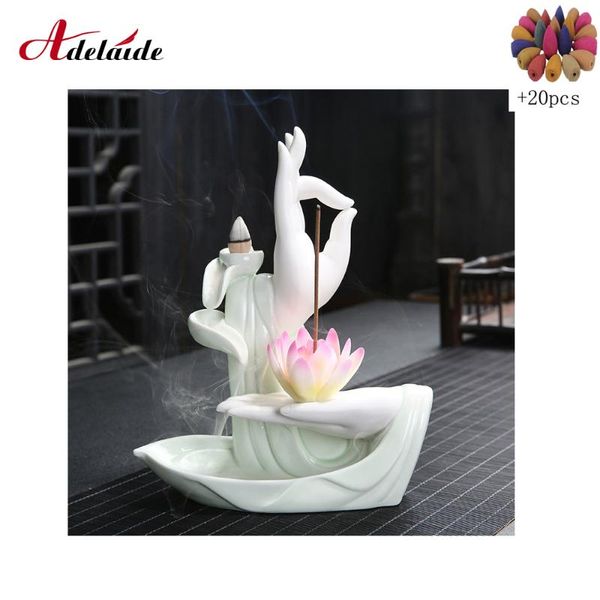 fragrance lamps white ceramic buddha hand incense burner smoke waterfall backflow holder lotus flower stick censer buddhist decoration
fragrance lamps white ceramic buddha hand incense burner smoke waterfall backflow holder lotus flower stick censer buddhist decoration