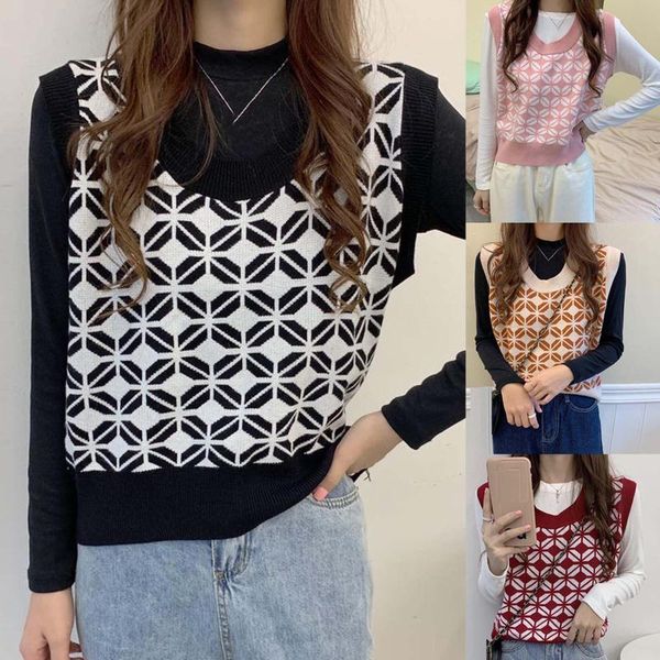 women's vests fashion knitted printed long sleeve sweaters v-neck ladies vest winter korean casual sweater, Black;white
women's vests fashion knitted printed long sleeve sweaters v-neck ladies vest winter korean casual sweater, Black;white