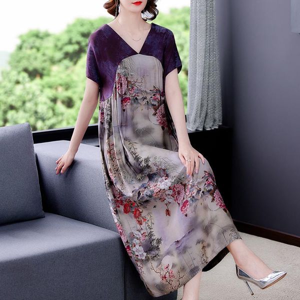 casual dresses zuoman vintage loose floarl silk dress 2021 summer 4xl plus size midi elegant bodycon party vestidos, Black;gray
casual dresses zuoman vintage loose floarl silk dress 2021 summer 4xl plus size midi elegant bodycon party vestidos, Black;gray