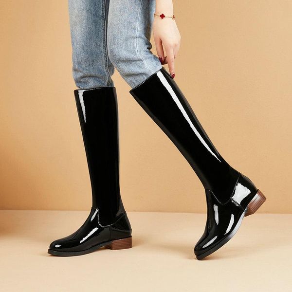 boots winter women leather knee high comfortable flat heels long rount toe zipper autumn fashion shoes, Black
boots winter women leather knee high comfortable flat heels long rount toe zipper autumn fashion shoes, Black