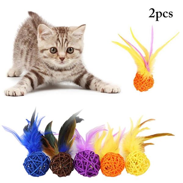 cat toys 2pcs/set ball toy random color interactive feather rattan pet chew funny supplies
cat toys 2pcs/set ball toy random color interactive feather rattan pet chew funny supplies