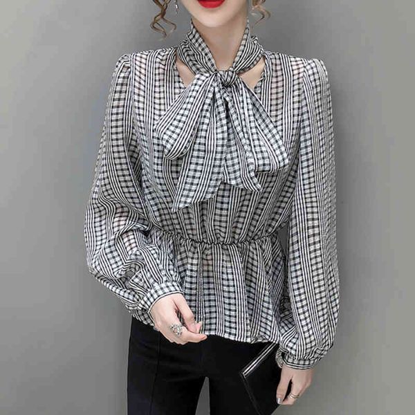 women's blouses & shirts womens spring temperament plaid fluttering chiffon shirt female long-sleeved bowknots a-line dfc6, White
women's blouses & shirts womens spring temperament plaid fluttering chiffon shirt female long-sleeved bowknots a-line dfc6, White