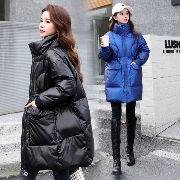 white duck down jacket women's 2021 bright face medium length fashion loose bread winter waist & parkas, Black
white duck down jacket women's 2021 bright face medium length fashion loose bread winter waist & parkas, Black