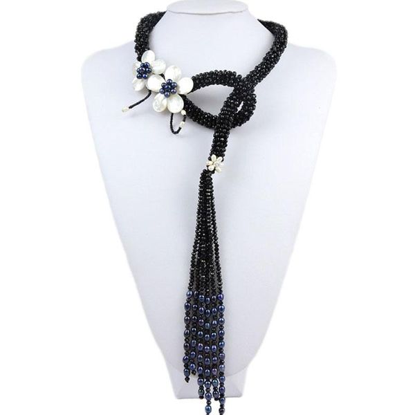 chokers 30mm&35mm natural freshwater pearls shell flower necklace luxury crystal long tassel fine jewelry 30" for women gift, Golden;silver
chokers 30mm&35mm natural freshwater pearls shell flower necklace luxury crystal long tassel fine jewelry 30" for women gift, Golden;silver