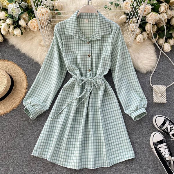 women retro plaid blouses dress autumn elegant sweet puff sleeve lace up dress korean style ins a-line short dress 210419, Black;gray
women retro plaid blouses dress autumn elegant sweet puff sleeve lace up dress korean style ins a-line short dress 210419, Black;gray