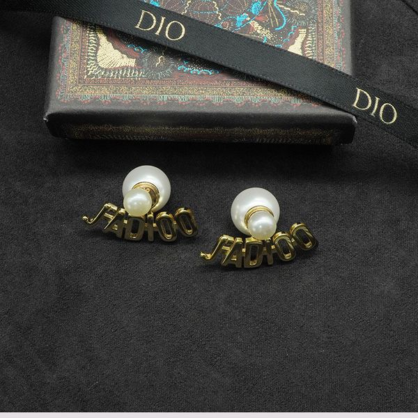 designer jewelry family earrings female front and back pearl letter earrings star baby net red same style, Black