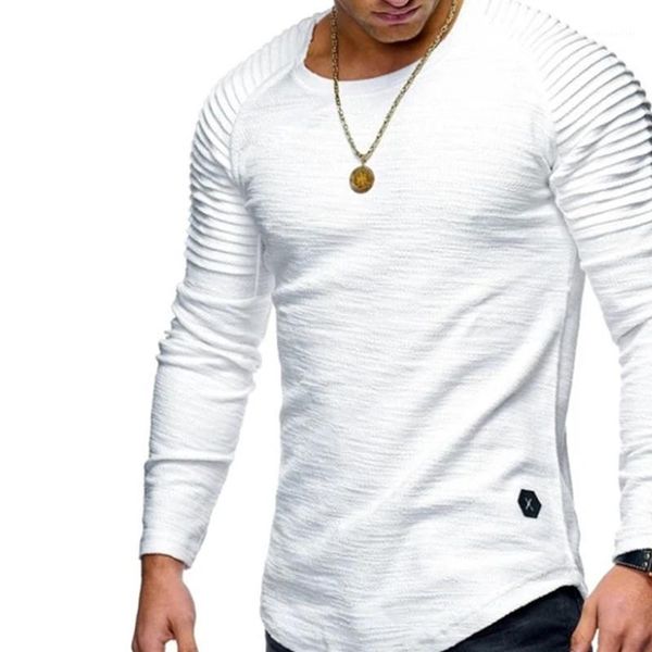solid color sleeve pleated patch detail long t-shirt men spring casual pullovers fashion slim basic men's t-shirts, White;black
solid color sleeve pleated patch detail long t-shirt men spring casual pullovers fashion slim basic men's t-shirts, White;black