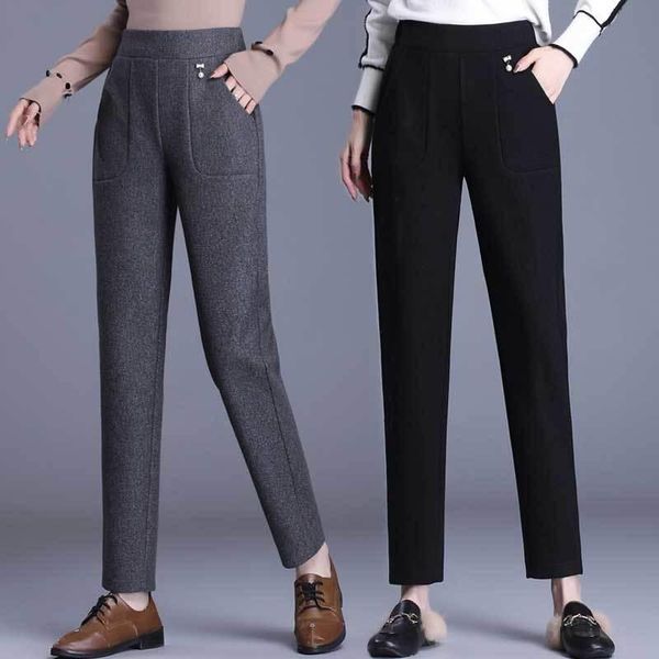 women's pants & capris women 2021 autumn winter full-length wool suit thick female high waist harem ladies loose casual trousers a663, Black;white
women's pants & capris women 2021 autumn winter full-length wool suit thick female high waist harem ladies loose casual trousers a663, Black;white