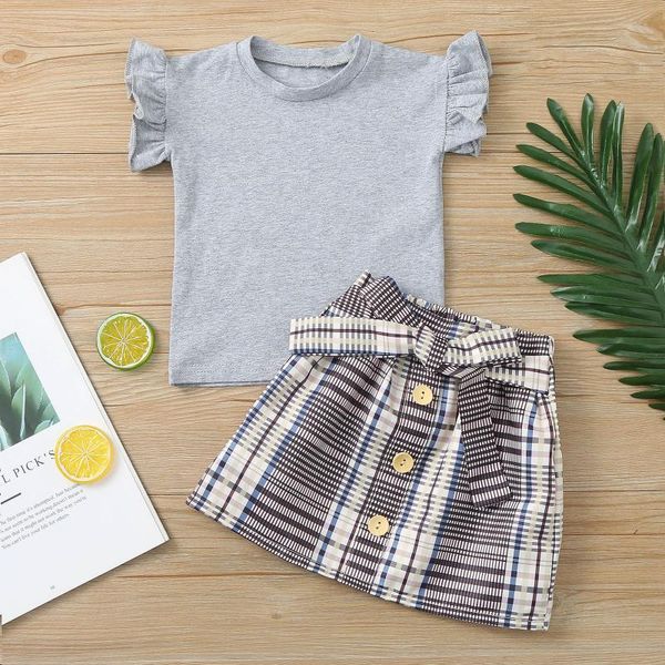 girls clothes set toddler kids baby solid ruffles tee t-shirt plaid skirts outfits summer lovely clothing sets, White
girls clothes set toddler kids baby solid ruffles tee t-shirt plaid skirts outfits summer lovely clothing sets, White