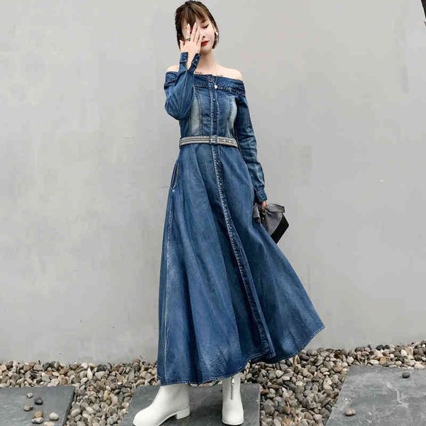 dresses elegant women vintage single breasted ankle-length blue jeans dress female slash neck long sleeve denim vestido, Black;gray
dresses elegant women vintage single breasted ankle-length blue jeans dress female slash neck long sleeve denim vestido, Black;gray