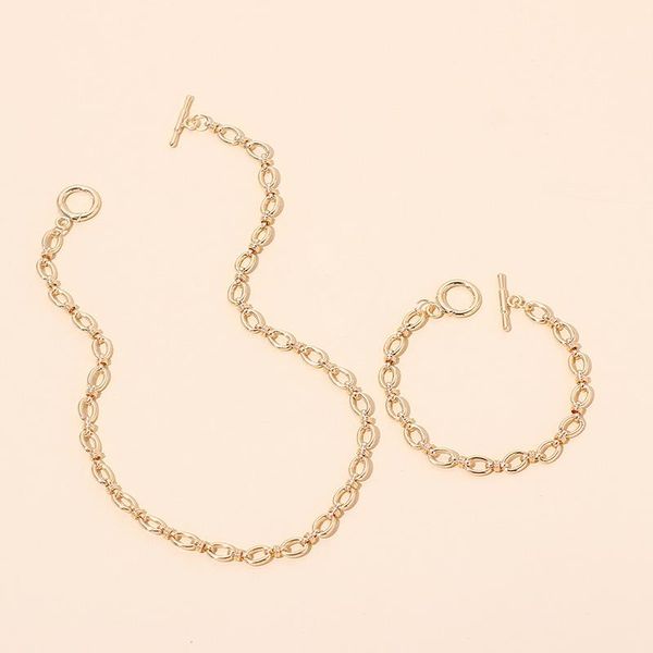 link, chain style metal thick hip- punk necklace bracelet combination set personality trendy stacked clavicle, Black
link, chain style metal thick hip- punk necklace bracelet combination set personality trendy stacked clavicle, Black