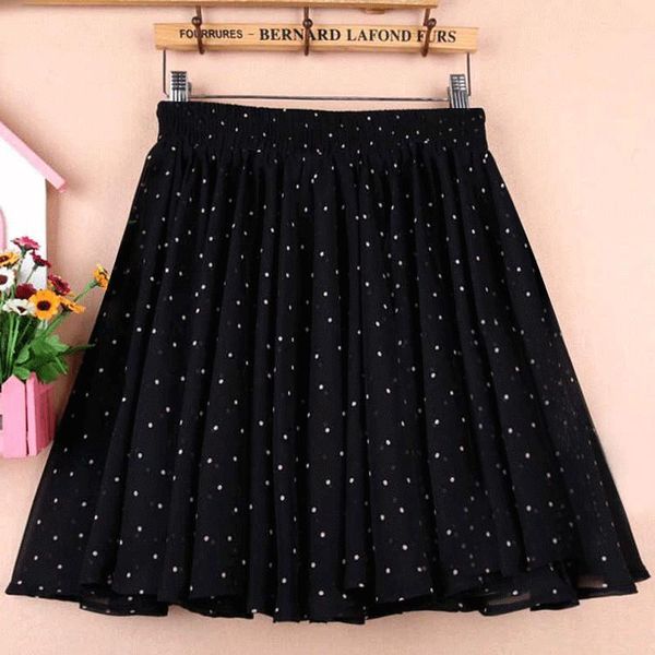 summer round dot chiffon a-line wave short skirt shaggy female student lady skirts, Black
summer round dot chiffon a-line wave short skirt shaggy female student lady skirts, Black