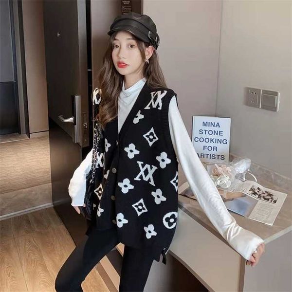 letter print jackets cardigan vests for women spring autumn korean fashion sleeveless coat single breasted chaleco jaquetas 211123, Black;white
letter print jackets cardigan vests for women spring autumn korean fashion sleeveless coat single breasted chaleco jaquetas 211123, Black;white