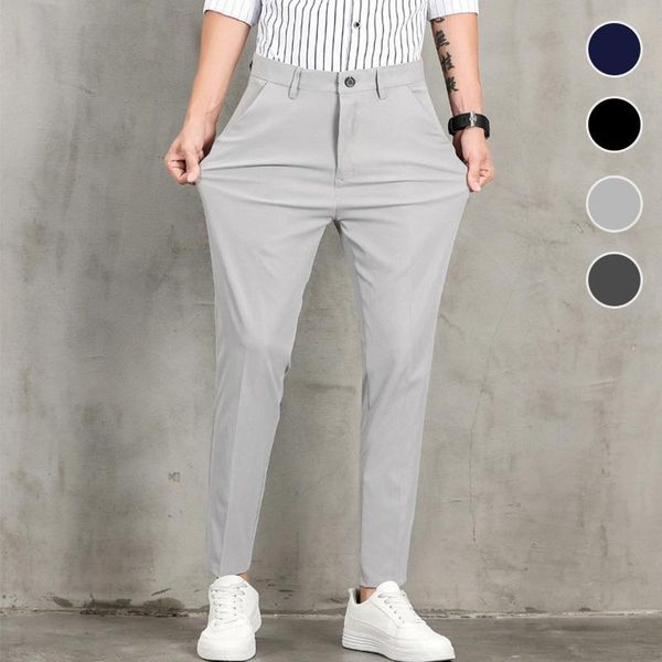 men's pants summer length thin casual fashion trousers business slim straight men loose drape small feet suit, Black
men's pants summer length thin casual fashion trousers business slim straight men loose drape small feet suit, Black