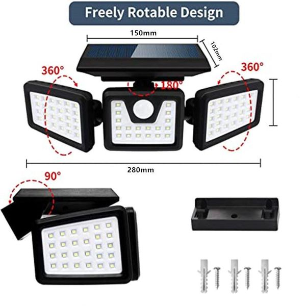 solar lamps garden outdoor lights with motion sensor 3 heads waterproof flood light for garage yard entryways street wall
solar lamps garden outdoor lights with motion sensor 3 heads waterproof flood light for garage yard entryways street wall
