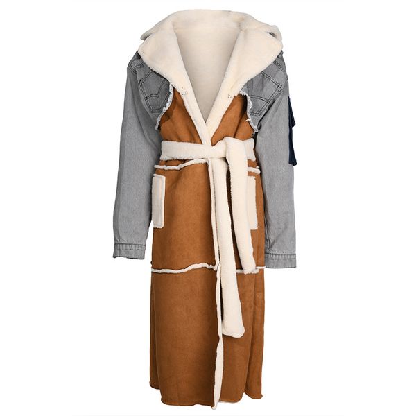 womens with faux fur jackets fashion trend long sleeve splicing patch chiffon jean outerwears designer female winter fur collar length coats, Black;brown
womens with faux fur jackets fashion trend long sleeve splicing patch chiffon jean outerwears designer female winter fur collar length coats, Black;brown