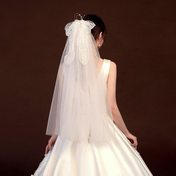 bridal veils unique wedding hair accessories bowknot ribbon short tulle bow for bride, Black
bridal veils unique wedding hair accessories bowknot ribbon short tulle bow for bride, Black
