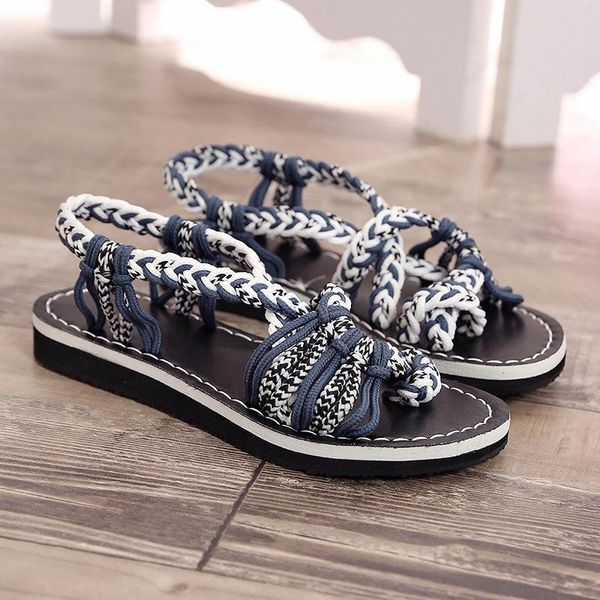 women flats sandal casual mixed color design rope beach comfort sandals shoes, Black
women flats sandal casual mixed color design rope beach comfort sandals shoes, Black