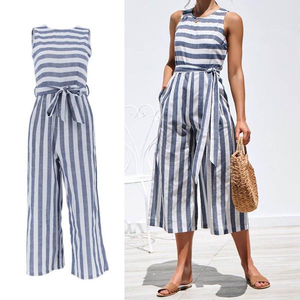 women's jumpsuits & rompers mq summer jumpsuit women 2021 female romper body sleeveless blue stripe belt bandage ladies party playsuit, Black;white
women's jumpsuits & rompers mq summer jumpsuit women 2021 female romper body sleeveless blue stripe belt bandage ladies party playsuit, Black;white