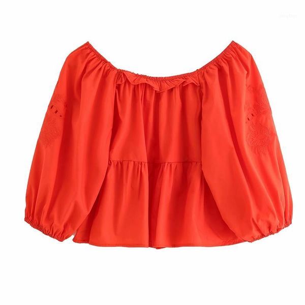 women summer strapless cotton blouse pullover shirt solid color ruffles hollow out embroidery shirts women's blouses &, White
women summer strapless cotton blouse pullover shirt solid color ruffles hollow out embroidery shirts women's blouses &, White