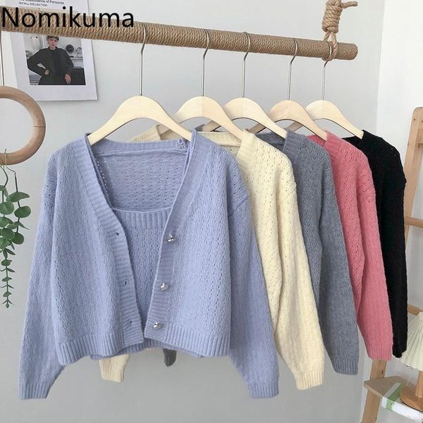 women's knits & tees nomikuma autumn clothes korean single breasted cardigan women v neck long sleeve knitwear two pieces solid color c, White
women's knits & tees nomikuma autumn clothes korean single breasted cardigan women v neck long sleeve knitwear two pieces solid color c, White