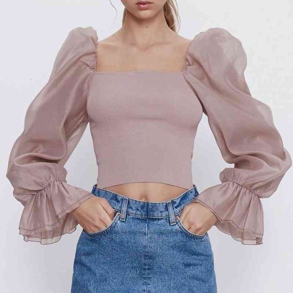 women's blouses & shirts chic women blouse summer fashion elastic knitted patchwork transparent sleeve slim lady pullover top, White
women's blouses & shirts chic women blouse summer fashion elastic knitted patchwork transparent sleeve slim lady pullover top, White
