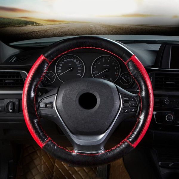 steering wheel covers w/ needles thread cover 1 pcs high leather 37-38cm anti-slip black+red
steering wheel covers w/ needles thread cover 1 pcs high leather 37-38cm anti-slip black+red