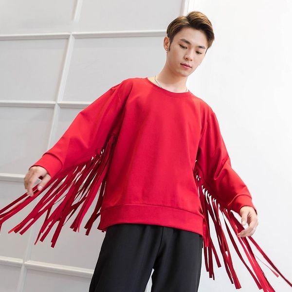 men's hoodies & sweatshirts m-4xl spring and autumn personality long tassel sleeve round neck wild show style pullover jacket nightclub, Black
men's hoodies & sweatshirts m-4xl spring and autumn personality long tassel sleeve round neck wild show style pullover jacket nightclub, Black