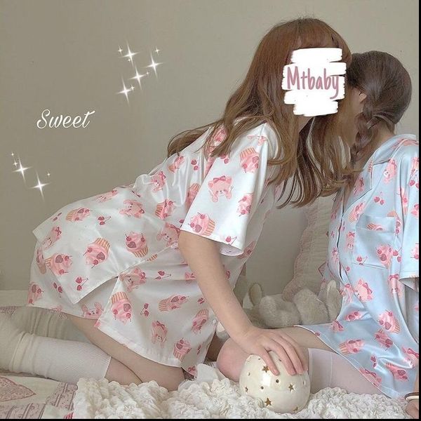 kawaii pajamas silk pyjamas shorts women sleepwear cute cartoon print pijama satin homewear summer female set, Black;red
kawaii pajamas silk pyjamas shorts women sleepwear cute cartoon print pijama satin homewear summer female set, Black;red