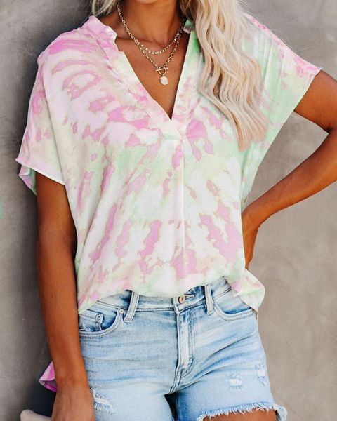 women's t-shirt tie-dye tshirts summer fashion printed short sleeve v-neck casual tee 2021 blusas mujer manga corta, White
women's t-shirt tie-dye tshirts summer fashion printed short sleeve v-neck casual tee 2021 blusas mujer manga corta, White