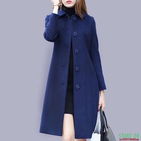 women's wool & blends autumn and winter woolen coat female mid-long 2021 single breasted overcoat casual, Black
women's wool & blends autumn and winter woolen coat female mid-long 2021 single breasted overcoat casual, Black