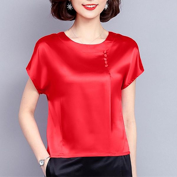 women's blouses & shirts elegant o-neck solid 3xl button casual loose satin summer womens clothing 2021 blusas female, White
women's blouses & shirts elegant o-neck solid 3xl button casual loose satin summer womens clothing 2021 blusas female, White