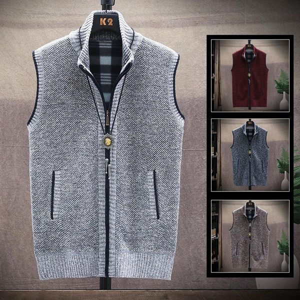 men's vests spring autumn sweater vest casual slim catch velvet thick winter warm sleeveless zipper cardigan, Black;white
men's vests spring autumn sweater vest casual slim catch velvet thick winter warm sleeveless zipper cardigan, Black;white