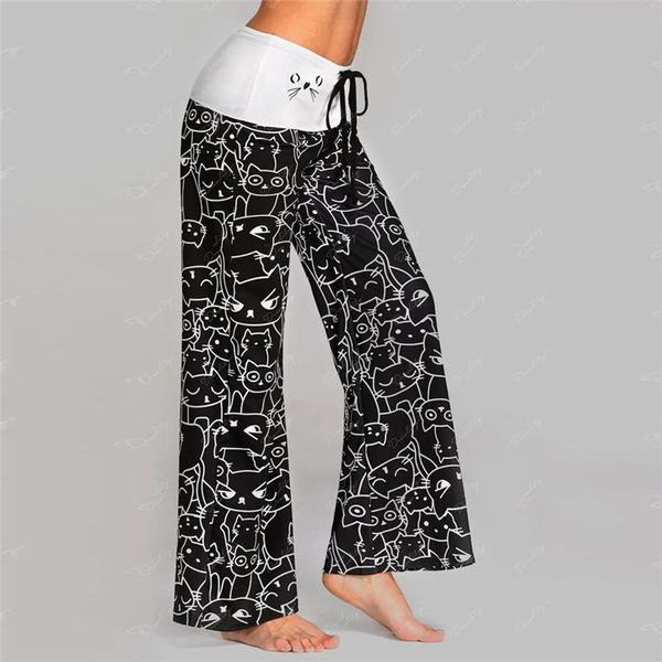 women's pants & capris autumn women black white cat print wide leg ladies high waist elegant long trousers
women's pants & capris autumn women black white cat print wide leg ladies high waist elegant long trousers