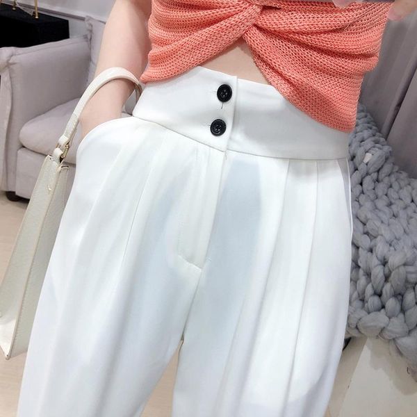 women's pants & capris summer korean fashion all-match high waist solid chiffon casual ankle length straight women streetwear 2021, Black;white
women's pants & capris summer korean fashion all-match high waist solid chiffon casual ankle length straight women streetwear 2021, Black;white