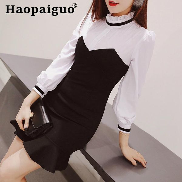 casual dresses 2021 autumn stand wrap dress women contrast trumpet sheath patchwork midi elegant black ladies ropa, Black;gray
casual dresses 2021 autumn stand wrap dress women contrast trumpet sheath patchwork midi elegant black ladies ropa, Black;gray
