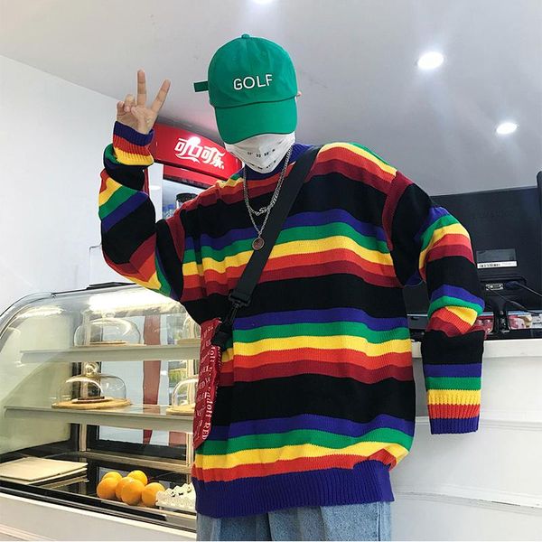 women's sweaters 2021 male female spring autumn korean version harajuku leisure loose rainbow gradient multicolor stripe long sleeve sw, White;black
women's sweaters 2021 male female spring autumn korean version harajuku leisure loose rainbow gradient multicolor stripe long sleeve sw, White;black