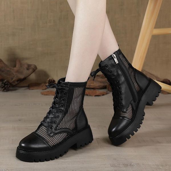 spring and autumn handsome retro leather side zipper british style thick-soled boots wedges summer net sandals, Black
spring and autumn handsome retro leather side zipper british style thick-soled boots wedges summer net sandals, Black