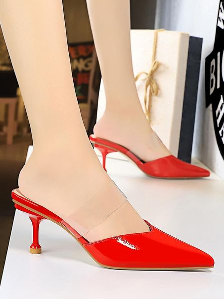 summer sandals women's shoes fine high heels contracted the shallow mouth pointed transparent pure color a word with slippers, Black
summer sandals women's shoes fine high heels contracted the shallow mouth pointed transparent pure color a word with slippers, Black